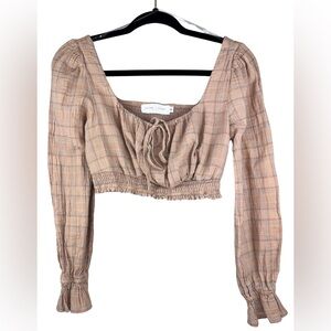 Nectar Clothing Boho Peasant Plaid Crop Top S